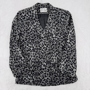 Vintage Leopard Print Double Breasted Blazer Le Suit 90s Animal Mobwife Size 16